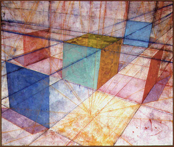 Cube and Four Panels, 1975