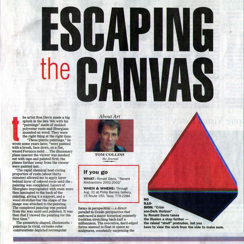 2. Ron Davis: Escaping the Canvas, by Tom Collins, 8-9-02